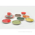 Set Makan Malam Stoneware Single Glaze - Pink